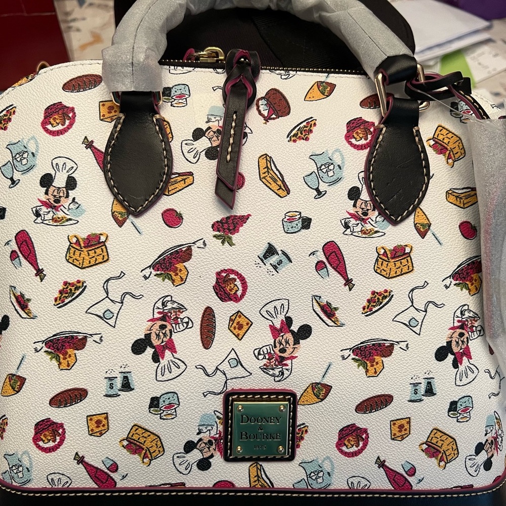 Dooney & Bourke Disney FOOD & WINE Satchel Purse WHITE - NEW w/TAGS PASS HOLDER